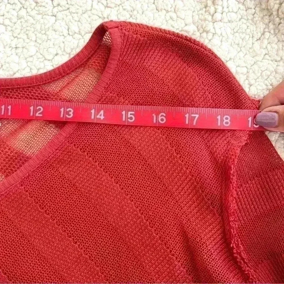 We The Free Orange Stripe V-Neck Boho Long Sleeve Sheer Wrap Style Dress Size S - Picture 13 of 13